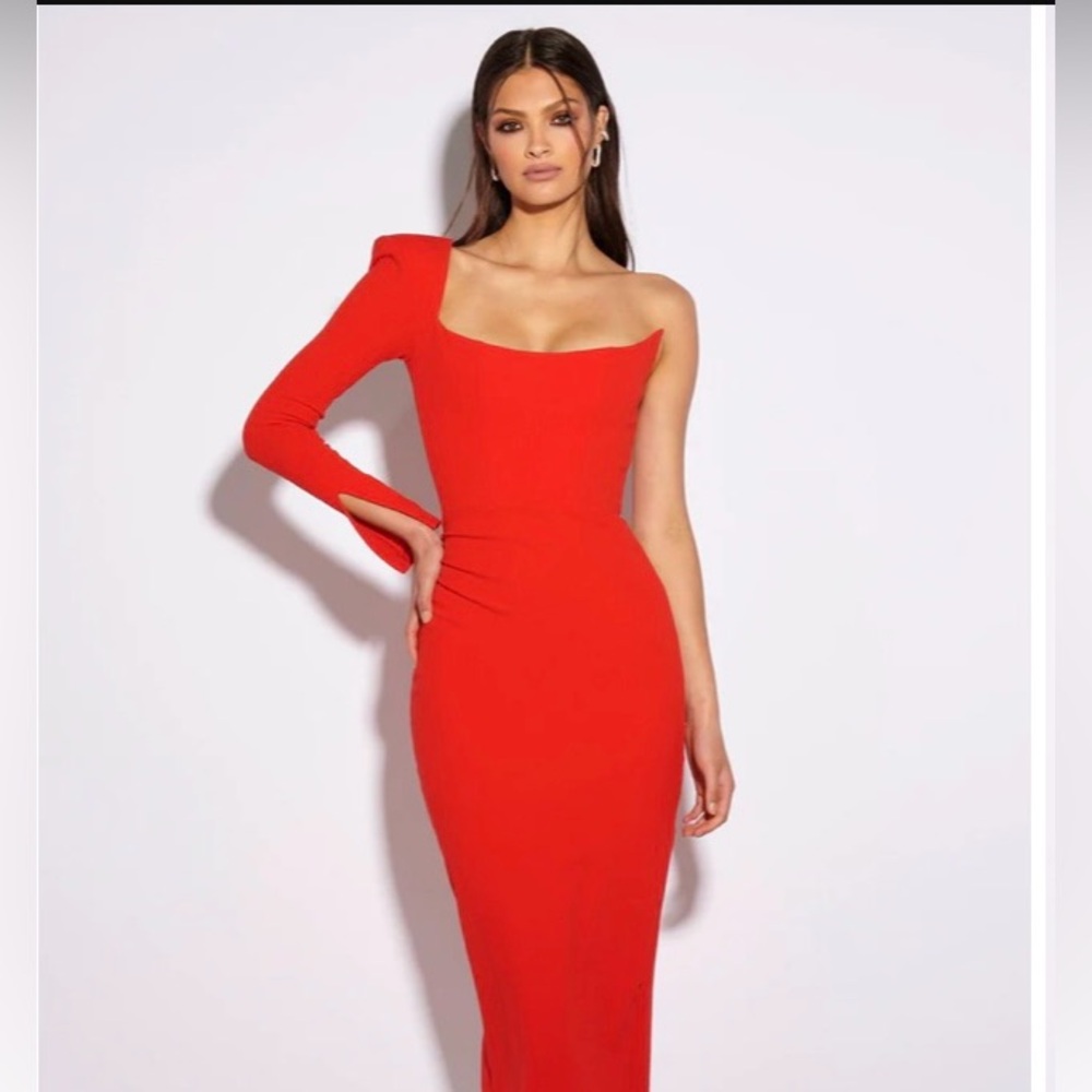 Jaus ormond midi dress in red